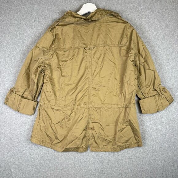 Eddie Bauer Women's Large Tan Button Down Utility Jacket Pockets 100% Cotton - Picture 4 of 7
